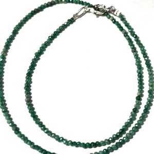 Collares de joyería con tira de 10&quot;/30&#39;&#39; de plata fina 925 con cuentas redondas de piedra preciosa esmeralda de 2 mm