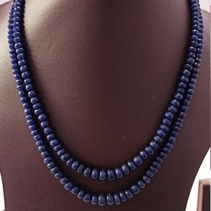 Collana perline Rondelle lisce Blu Hydro 18&#39;&#39; 318 Carati Gemstone Perline Collana