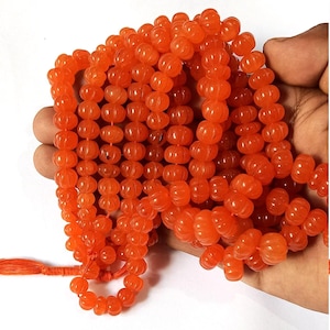 Natural Coraline Pumpkin Beads Necklace 16 Inch Healing Gemstone Jewelry