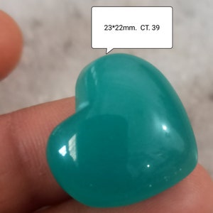 Green Jade Heart Shape Cabochon Hand Carved Puffy Heart Shaped Stone Heart Calibrated size Loose Gemstone