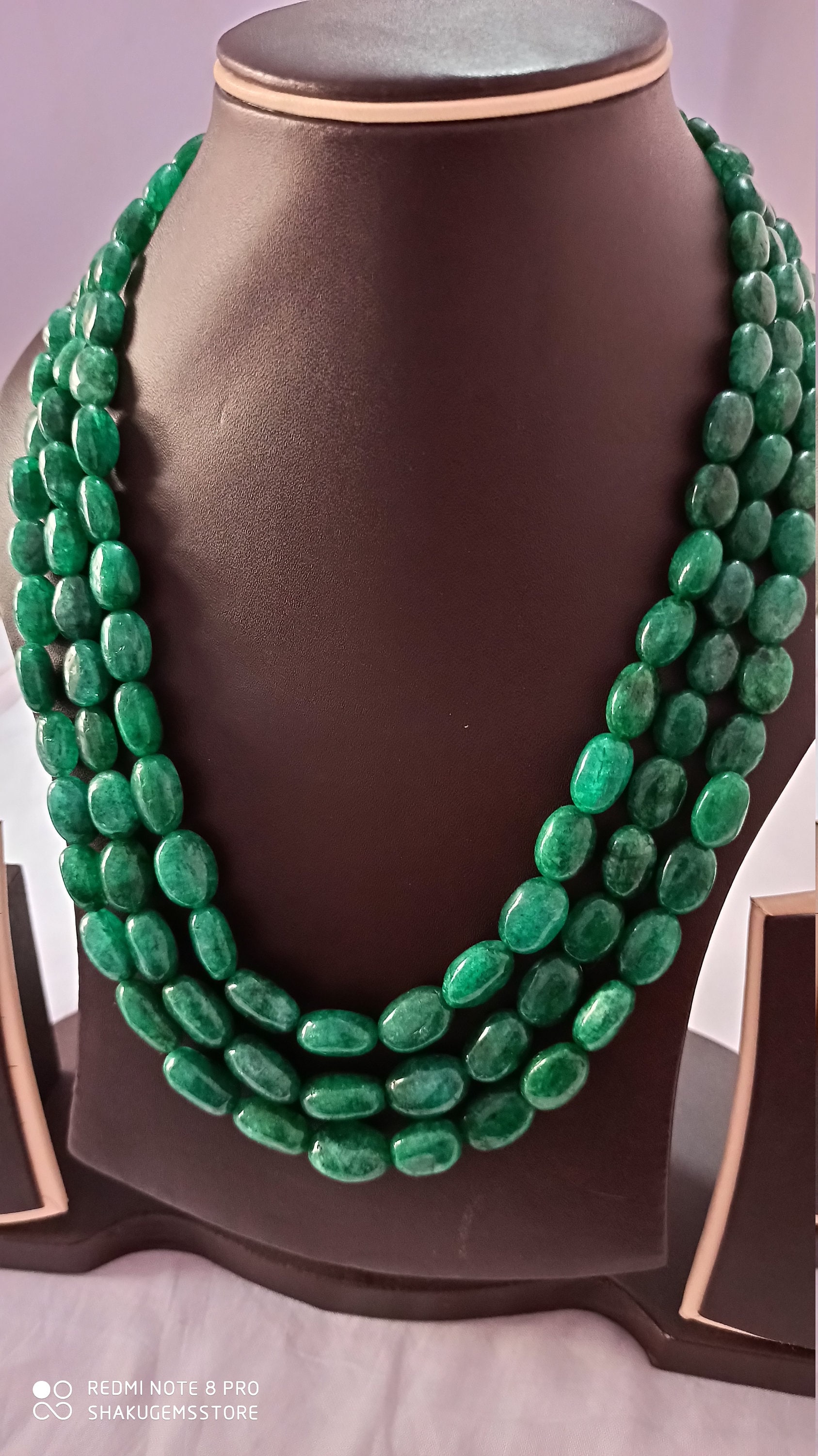 Emerald Beryl Smooth Oval Necklace AAA 721 Carat Fine