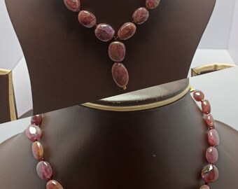 AAA Natural Pink Tourmaline Smooth Oval Beads 137 Carat Heling Gemstone Necklace