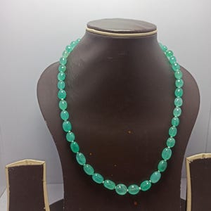 925 Sterlingsilber 12-40 &quot;Halsketten grüner Smaragd Beryll Edelstein 8x9-10 x 11 mm ovale glatte Perlen