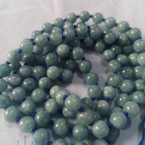 Natural Aquamarine Hydro Round Beads Japa Mala Prayer Meditation Beads AAA Round Beads Japa Mala Guru bead Necklace Crafts For Gift