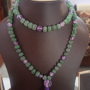 Erdbeer Quarz Japa Mala: Amethyst Gebetskette