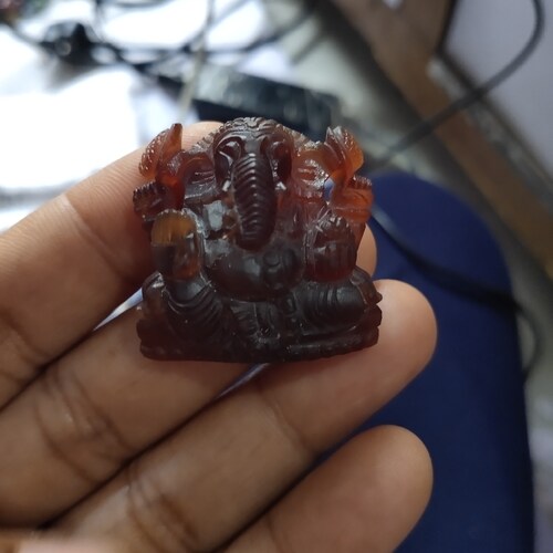 Hessonite ganesh, shops Natural Hessonite (gomed) Carving Ganges Figurine , Hindu God Ganesha Statue