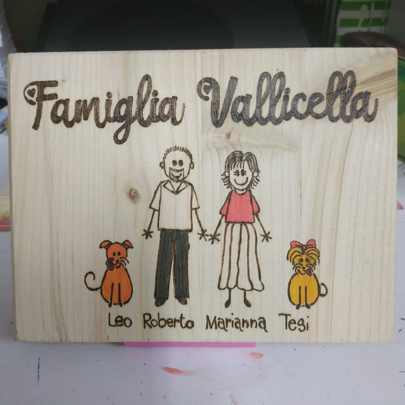 Targhetta in Legno per la Tua Famiglia Pirografia Artigianale su Misura Targhetta in Legno Personalizzata per la Tua Casa targhetta famiglia immagine 6