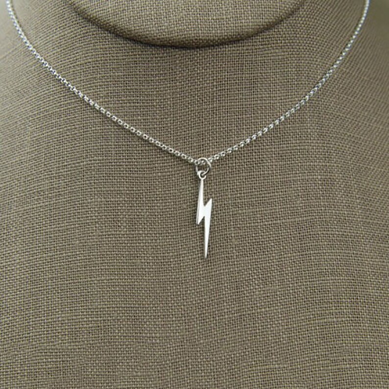 Gold Lightning Bolt Necklace Dainty Gold Necklace Etsy