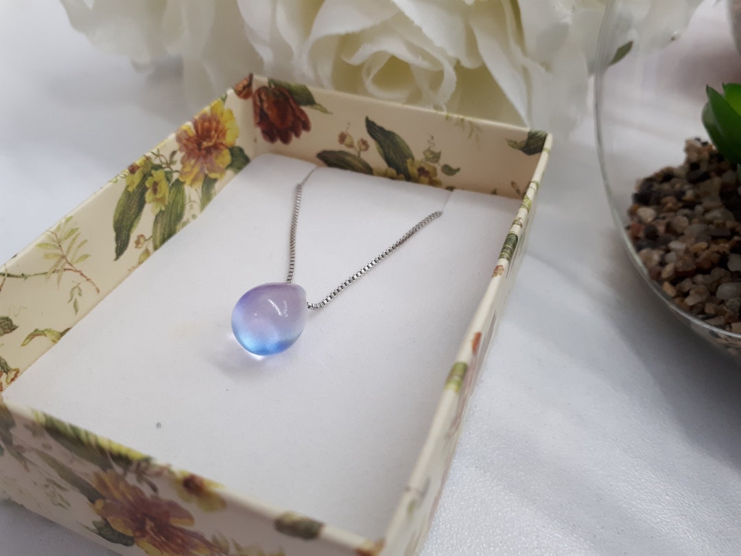 Sea Glass Necklace Teardrop Necklace simple Sea Glass - Etsy