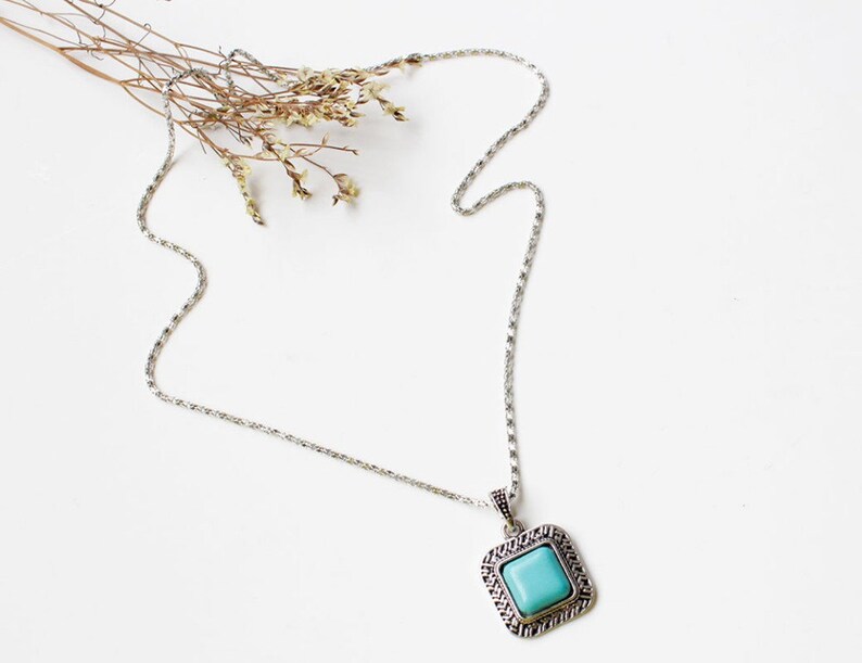 Turquoise Jewelry Set Turquoise Pendant Dangle Earrings turquoise pendant sterling silver Turquoise Gemstone Jewelry Gift For her Woman