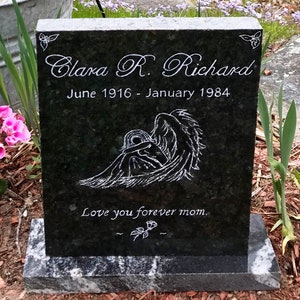 Adult/Child/Infant Grave Marker - Personalized & Hand Engraved in Solid Granite 11" x 10" x 1" w base *