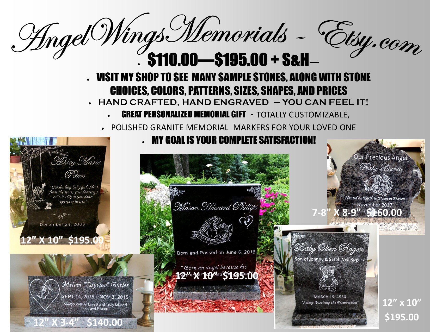 Bebé piedras conmemorativas / marcadores de tumbas para bebés Etsy