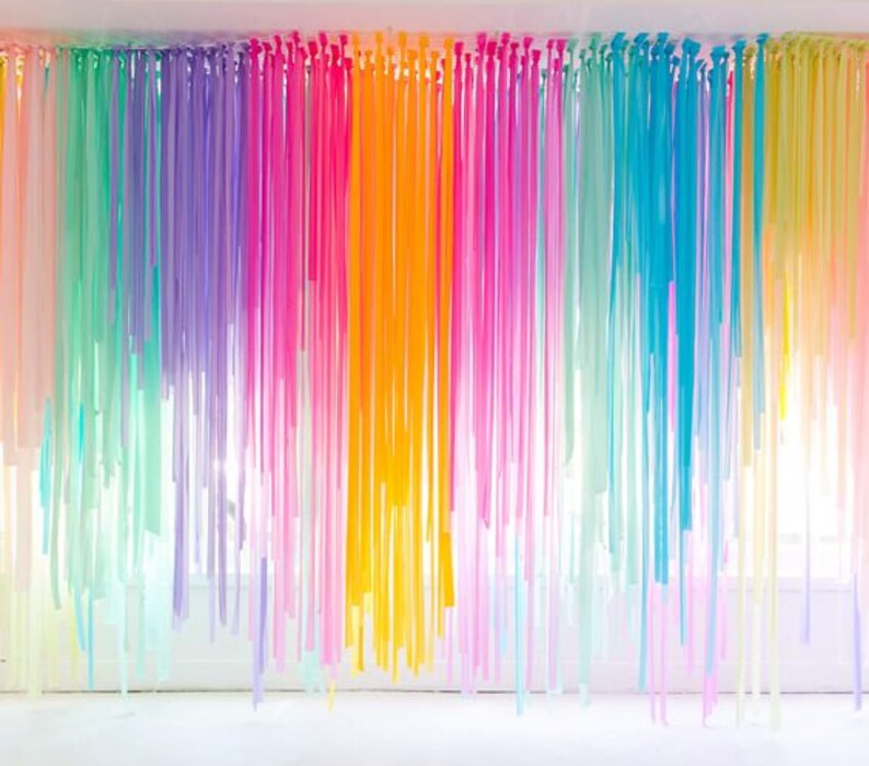 Backyard wedding decor rainbow backdrop colorful wedding image 3