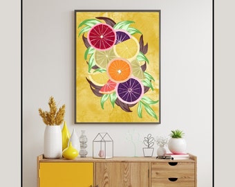 Fruit prints | Fruits and Vegetables print | Lemon poster | Fruit poster | Lemons Art Print | Fruit Art Print | Honeycomb | Digi | Eclectic