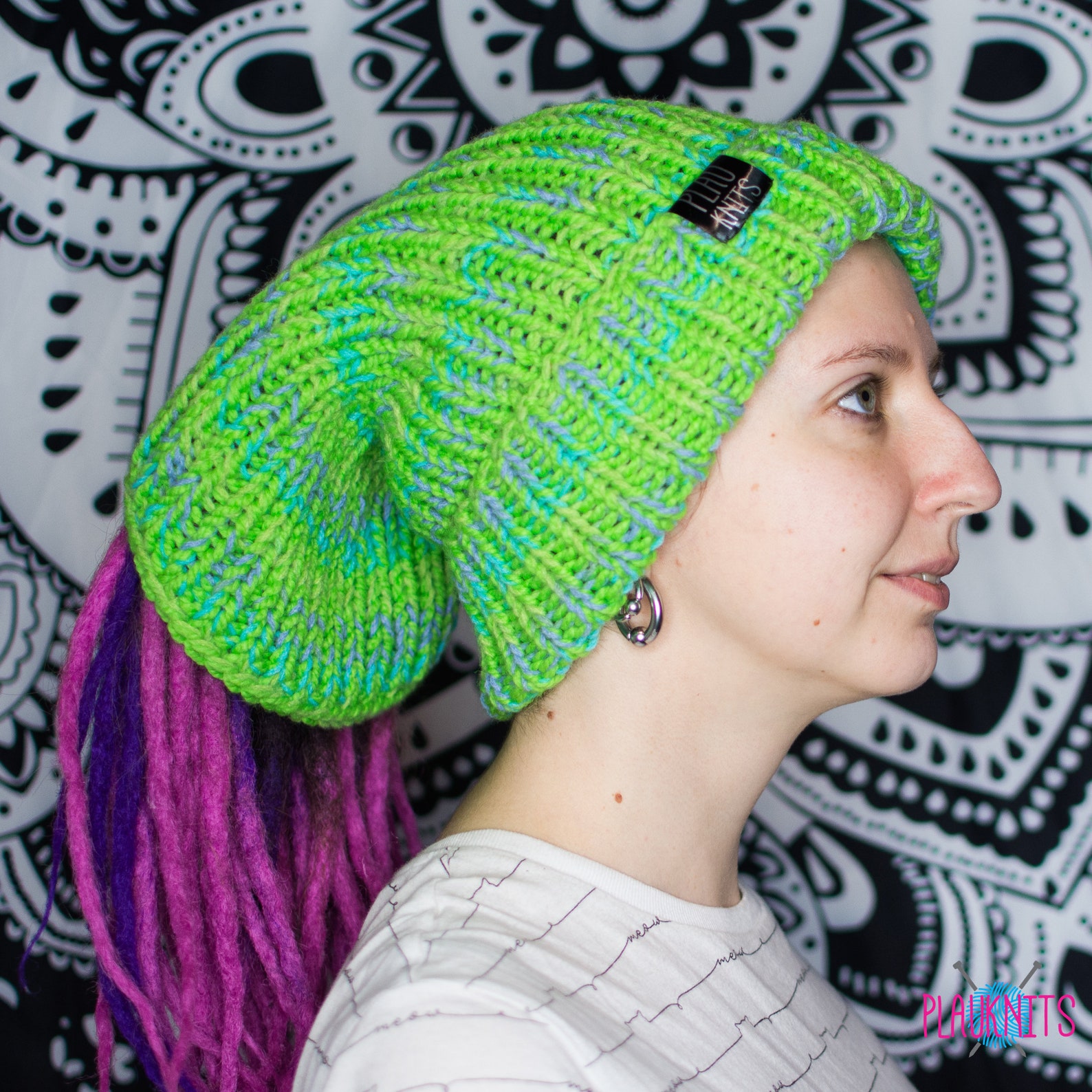 Green hat for dreads Knit dreads hat Wide headband Hair Etsy