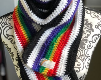 Heterosexual ally gay pride scarf, rainbow scarf, hand crocheted, winter scarf, handmade, 100% acrylic yarn, super soft!