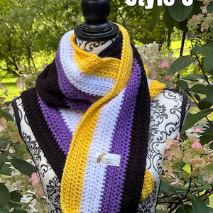 Non-binary pride scarf, pride scarf, hand crocheted, winter scarf, handmade, 100% acrylic yarn, super soft! Please read description!