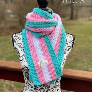 Transgender pride scarf, pride scarf, hand crocheted, winter scarf, handmade, 100% acrylic yarn, super soft! Two styles!