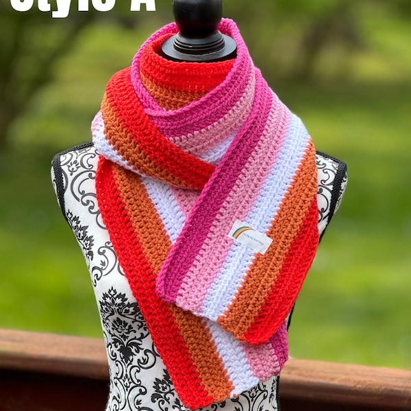 Lesbian pride scarf, hand crocheted, winter scarf, handmade, 100% acrylic yarn, super soft!