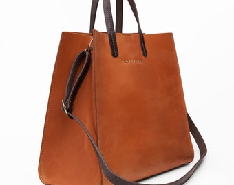 Large light brown suede leather tote with removable carrier and imprinted logo, more colors available