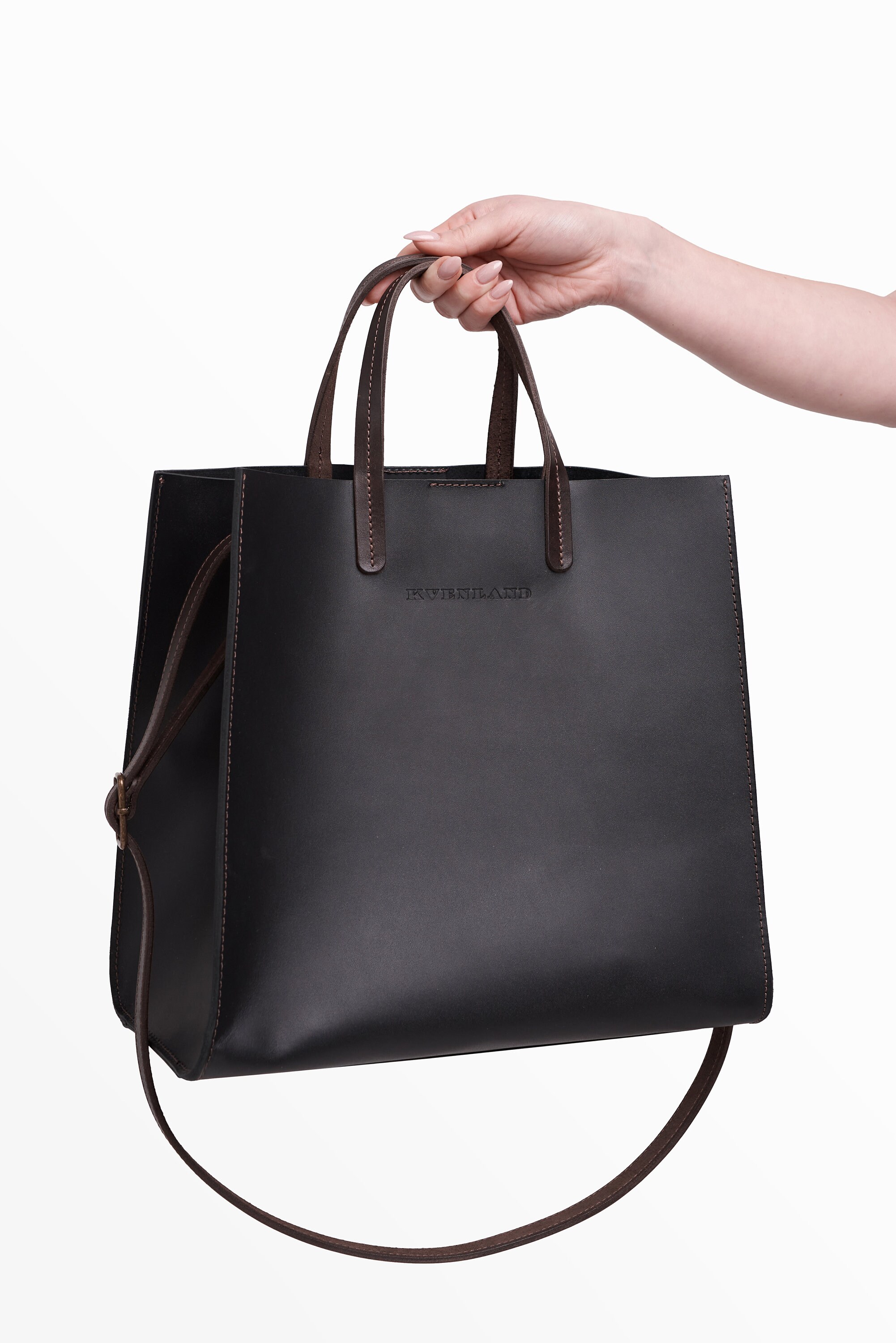 Large black leather tote ladies work tote bitcoin Etsy