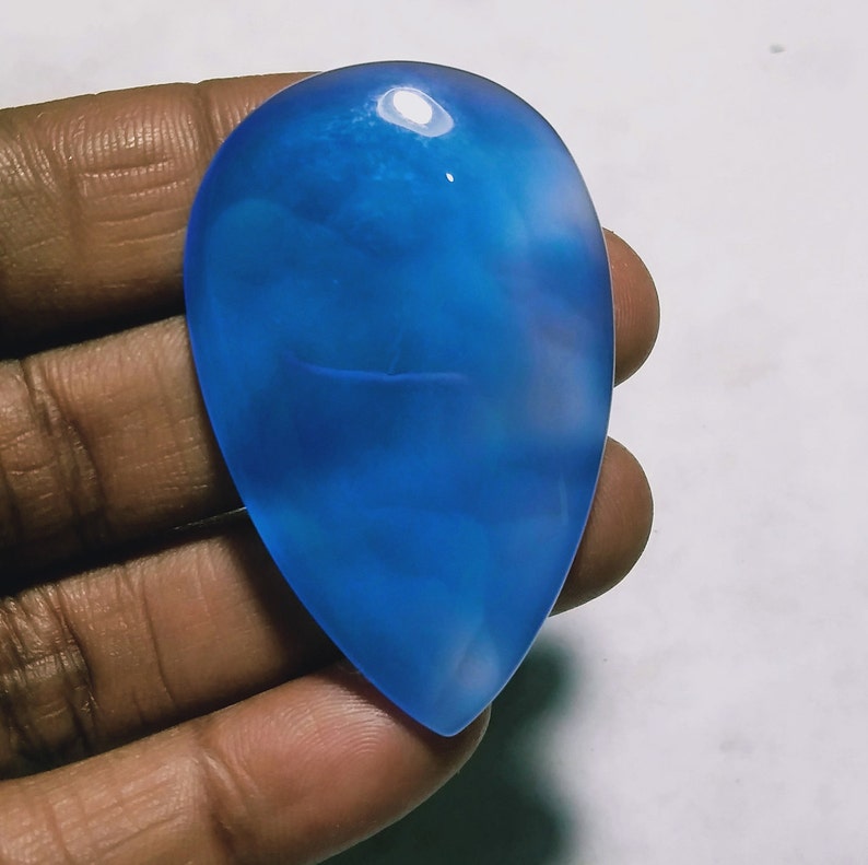 Jewelry Making Beading Jewelry Beauty Beautiful Onyx Blue Onyx Stone Loose Stone Gemstone Cabochons Blue Gemstone Use The Jewelry Stone 65 Ct 49 X 31 Mm 2563