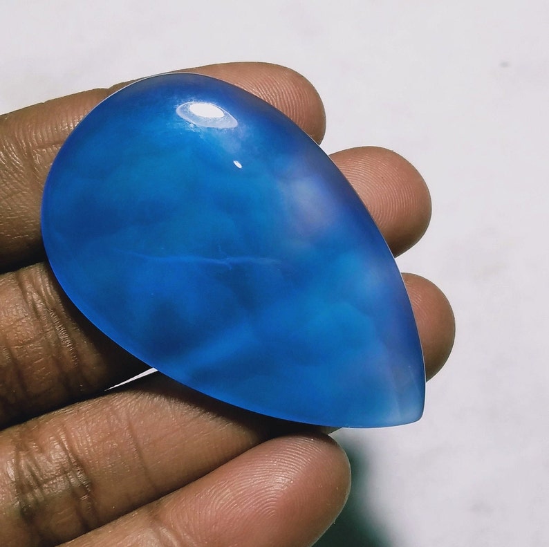 Jewelry Making Beading Jewelry Beauty Beautiful Onyx Blue Onyx Stone Loose Stone Gemstone Cabochons Blue Gemstone Use The Jewelry Stone 65 Ct 49 X 31 Mm 2563