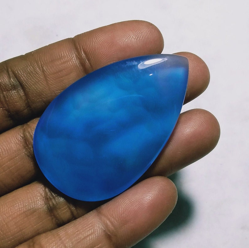 Jewelry Making Beading Jewelry Beauty Beautiful Onyx Blue Onyx Stone Loose Stone Gemstone Cabochons Blue Gemstone Use The Jewelry Stone 65 Ct 49 X 31 Mm 2563