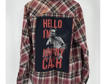 Chemise homme Johnny Cash à carreaux rouges en flanelle Levi Taille LG