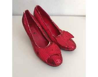 Rubies Wizard of Oz Dorothy Ruby Slippers Red Sequin Costume Heels Size 10