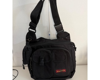 Writtenburg Black Canvas Tactical Messenger Bag Multi-Pocket Crossbody Utility
