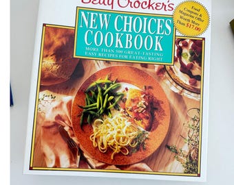 Libro de cocina Betty Crocker New Choices: 500 recetas para una alimentación saludable, carpeta de 5 anillas, 1993.