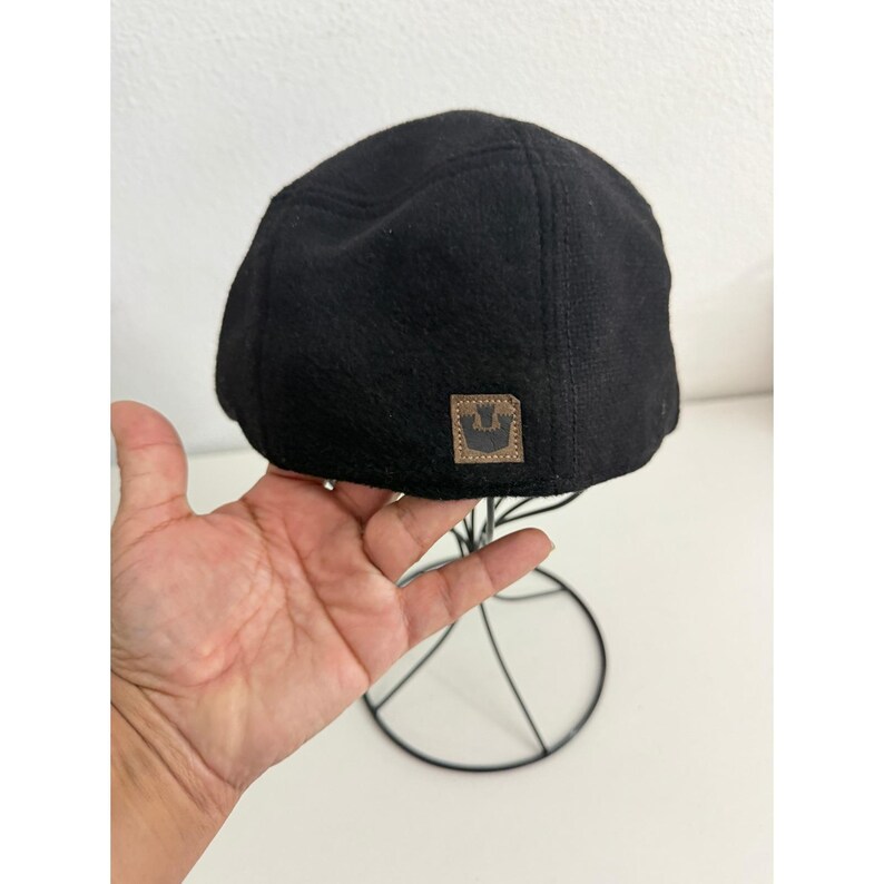 Goorin Bros Black Wool Blend Flat Cap Ivy Hat Plaid Lining Small immagine 4