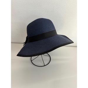 Navy Wide Brim Straw Hat - Etsy display picture 2