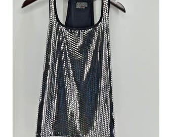 MCM Vintage Y2K Silver Sequin Disco Ball Tank Top Size M NWT