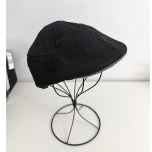 Goorin Bros Black Wool Blend Flat Cap Ivy Hat Plaid Lining Small immagine 1