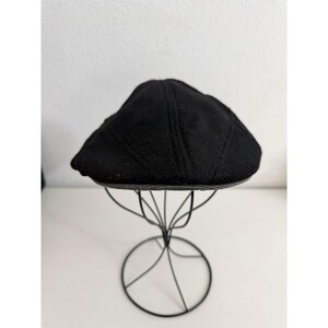 Goorin Bros Black Wool Blend Flat Cap Ivy Hat Plaid Lining Small immagine 2