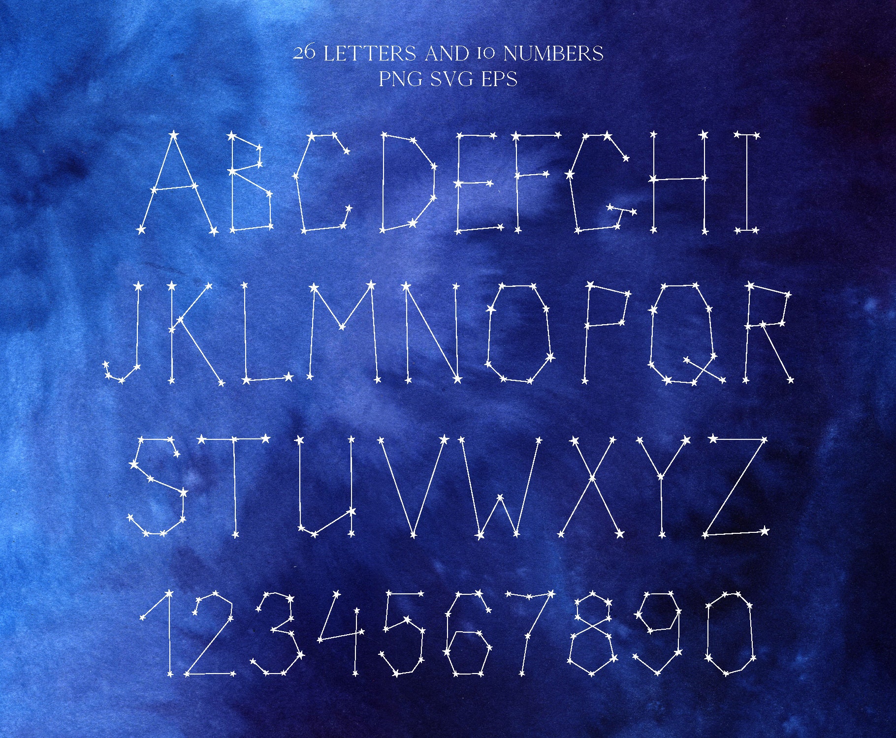 Constellation Alphabet letter Clipart. Zodiac star alphabet Etsy