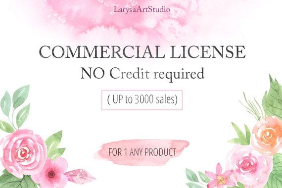 NO Credit required 5 products The Commercial License for small business Digital Download Printable Watercolor Clipart