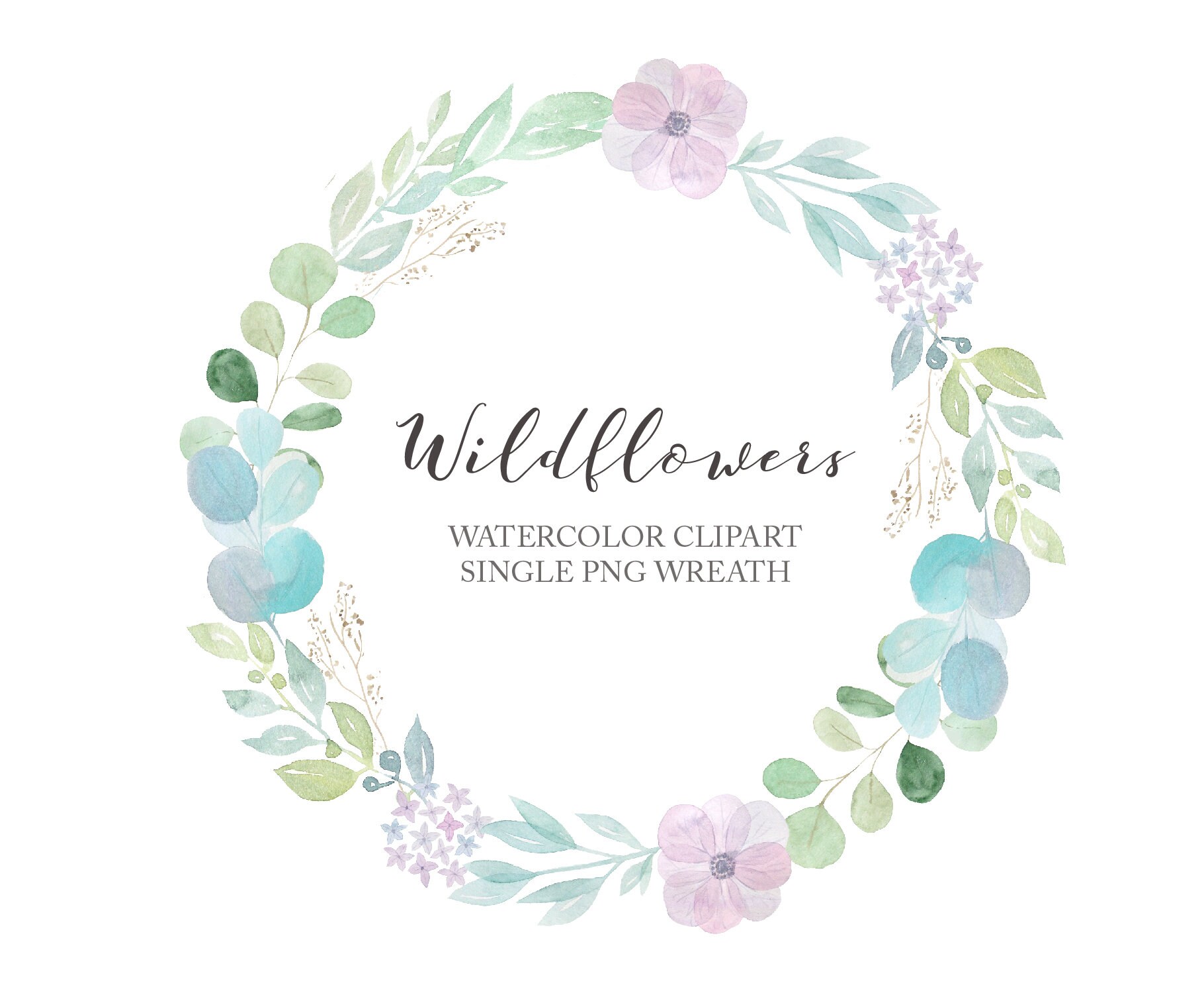BIG Watercolor Eucalyptus Wreath Clipart.Greenery Wreath Floral Arrangements Wedding invitation.Greenery Clipart PNG