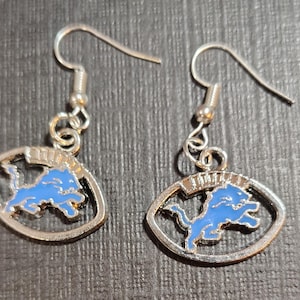 Pendientes de plata de ley con dije de aro colgante de los Detroit Lions, nuevos