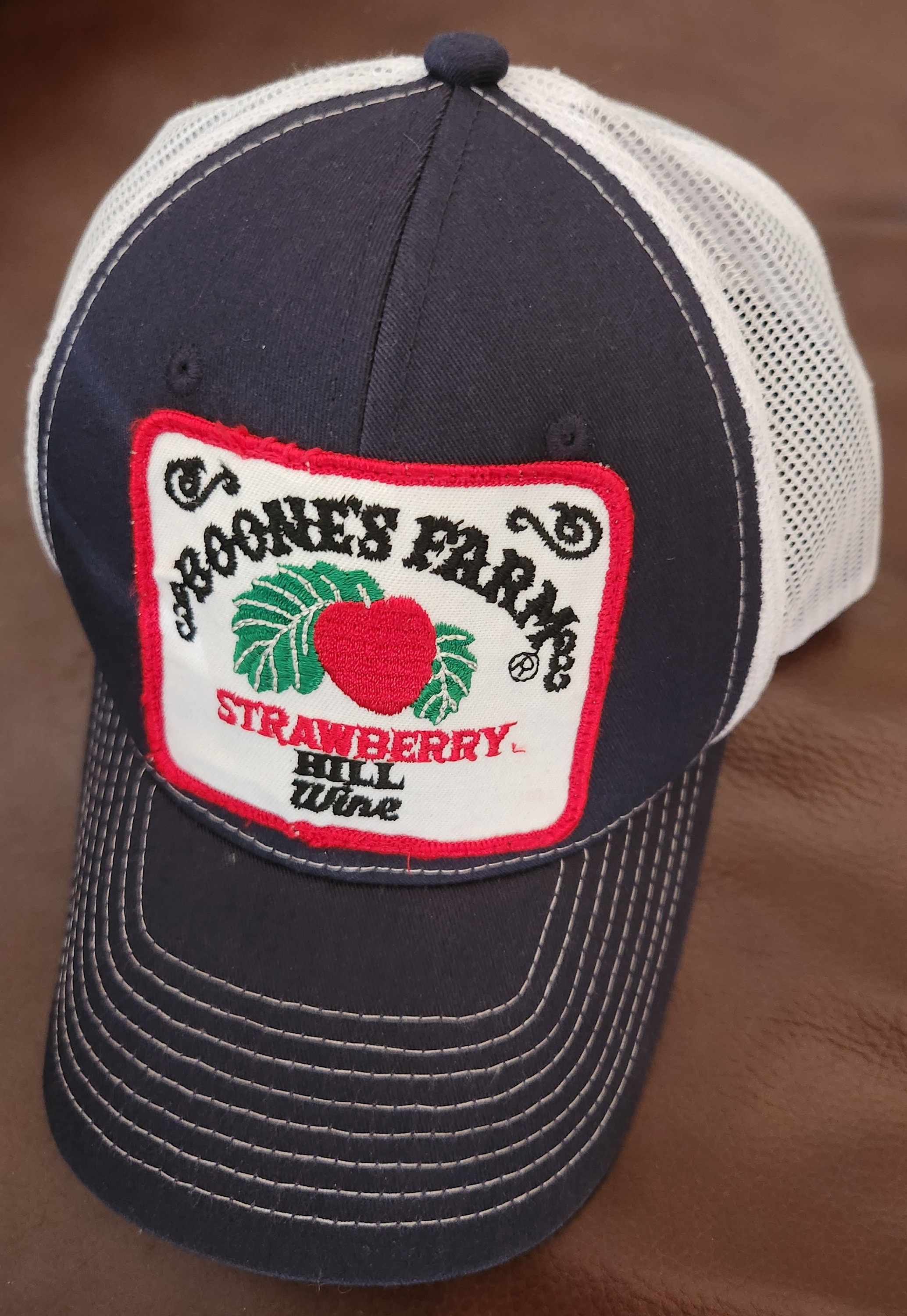 Truckers Hat Snapback Boone's Farm Strawberry Hill Navy Cap Vintage Square Patch Gift