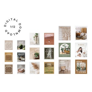 1:12 Printable Miniature Boho Books - Bohemian Dollhouse Coffee Table Book Covers - One Inch Scale - Digital Download