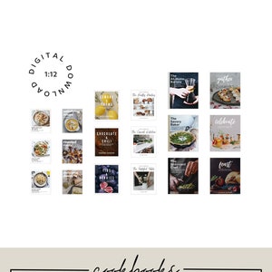 1:12 Printable Dollhouse Cook Books - Modern Miniature Recipe Book Covers - One Inch Scale - Digital Download