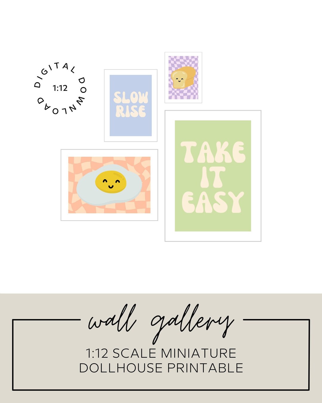 112 Miniature Danish Pastel Kitchen Artwork Slow Rise & Take It Easy