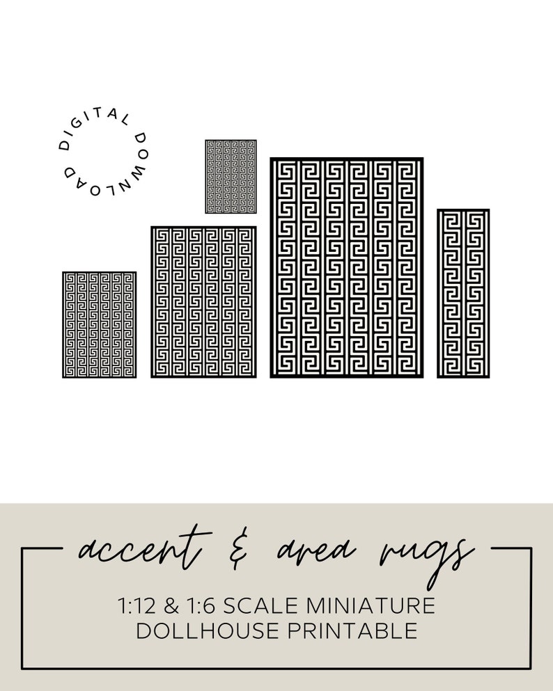 Miniature Rug Patterns Greek Key Dollhouse Rug Printable - Miniature Accent & Area Carpets ...