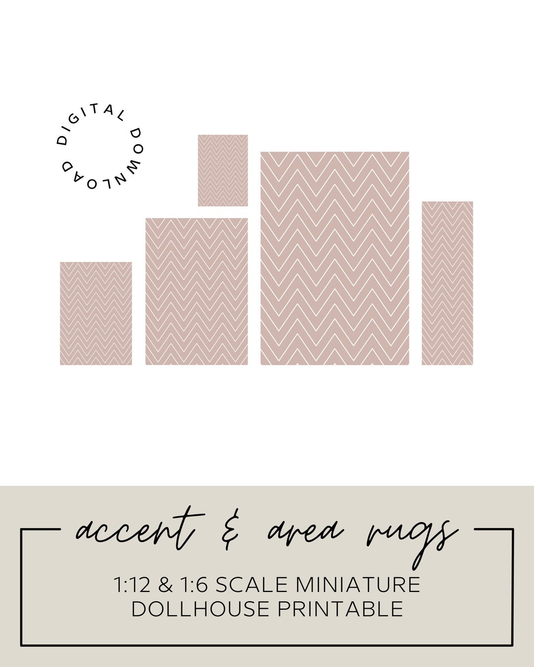 Printable Zigzag Dollhouse Rug - Rose Pink Accent &amp; Area Carpets - Set ...