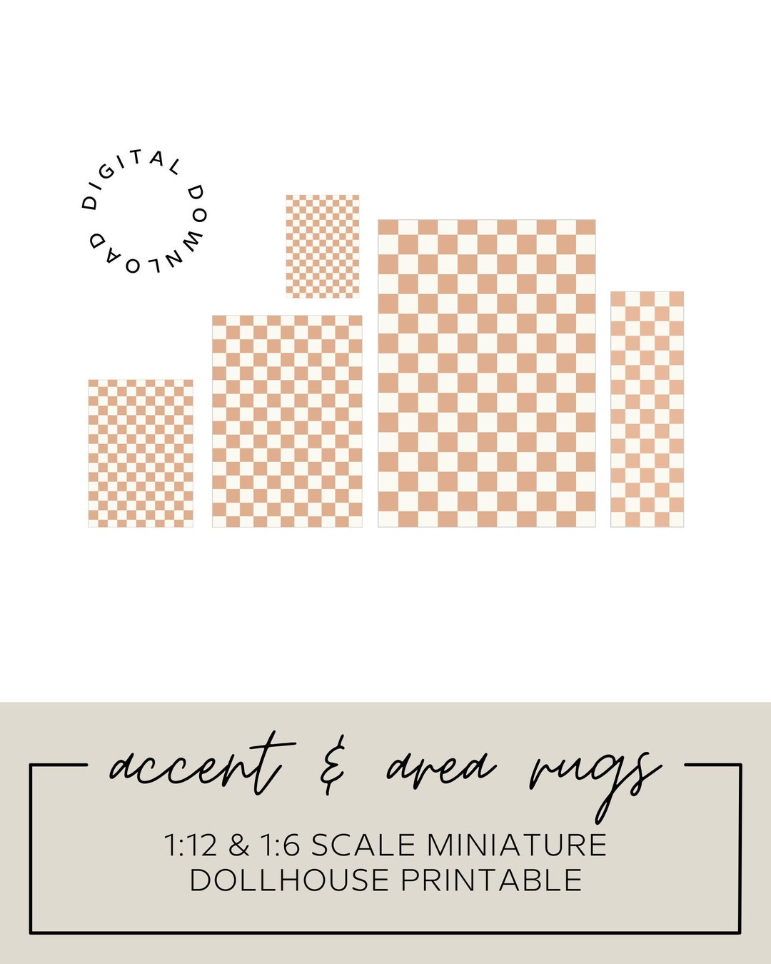 Checkered Miniature Rug Printable - Pink Checkerboard Grid Accent ...