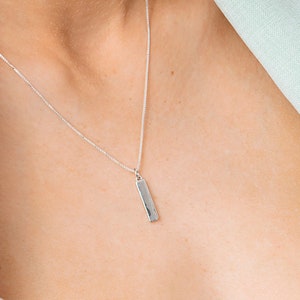 Silver Rectangle Necklace, Sterling Silver Skinny Rectangle Necklace, Layering Necklace, Minimal Everyday Necklace