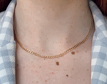 Mini Gold Filled Curb Chain, Dainty choker, Layering Necklace